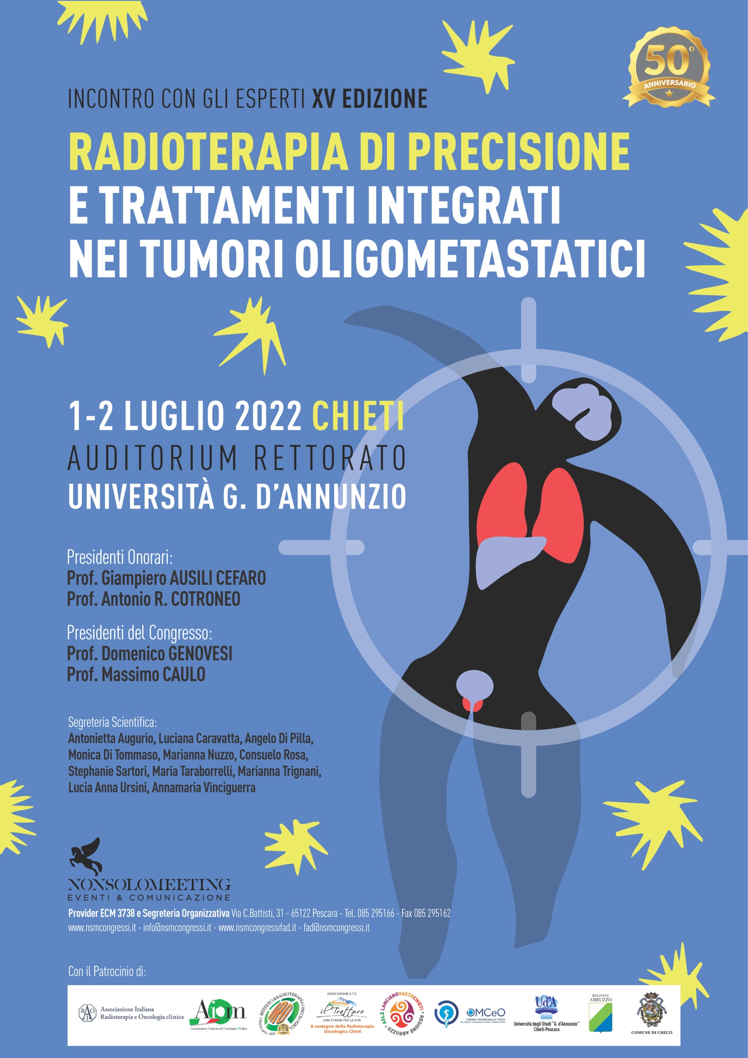 Radioterapia di precisione e trattamenti integrati nei tumori oligometastatici, incontro con gli esperti (Auditorium Rettorato Chieti, 1 e 2 luglio 2022)