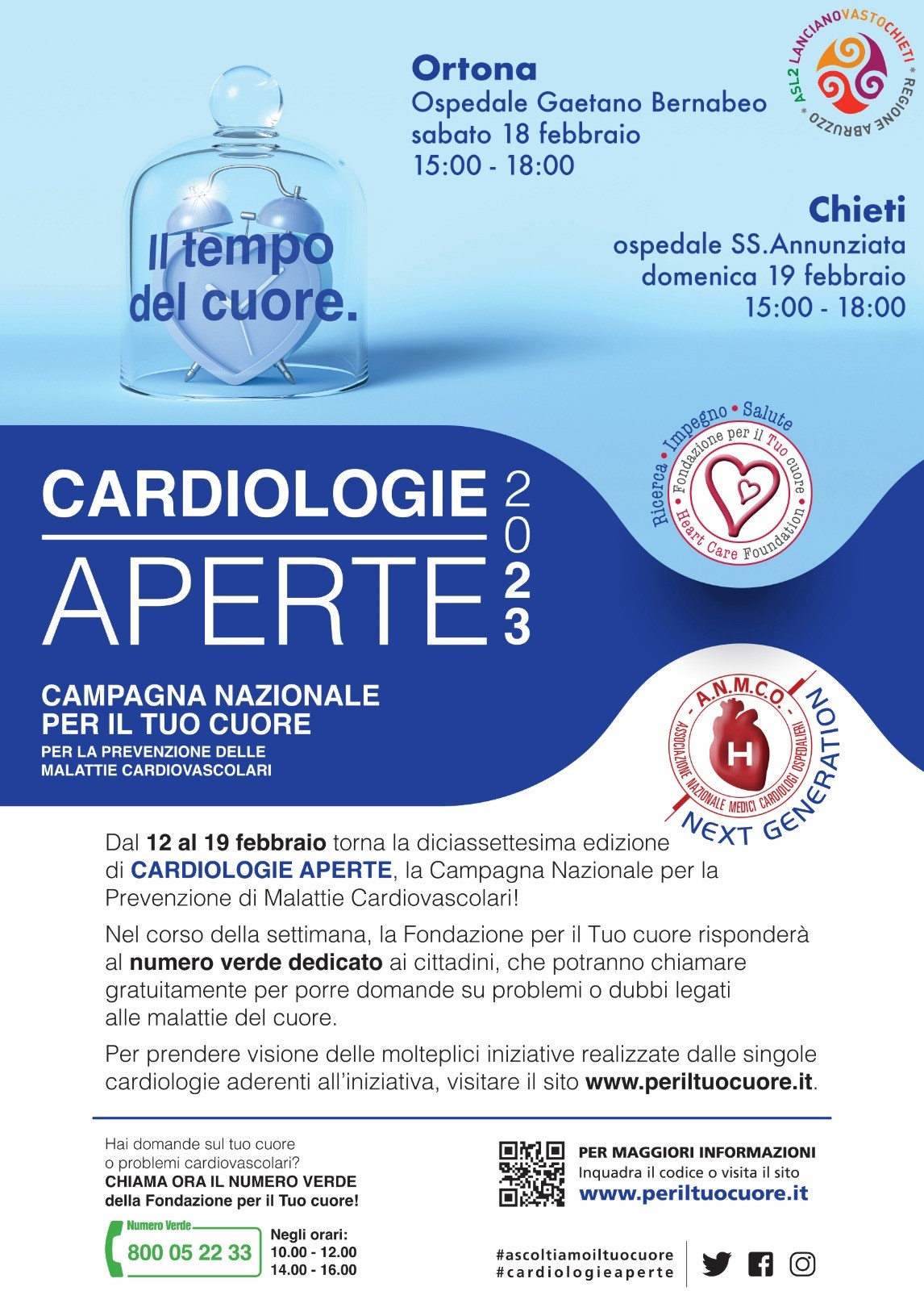 Cardiologie aperte a Chieti per invitare i cittadini alla prevenzione cardiovascolare