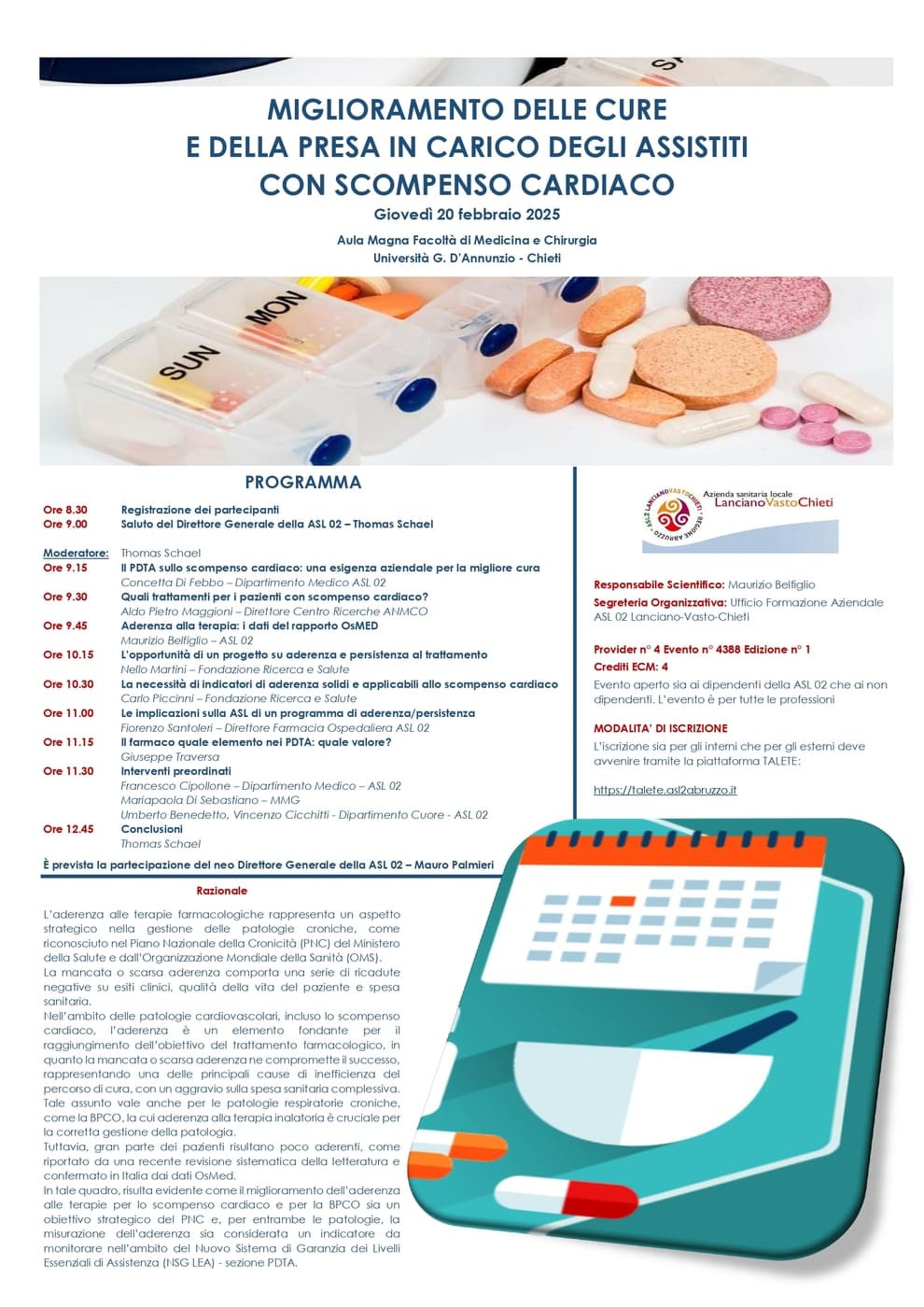 Miglioramento delle cure e della presa in carico degli assistiti con scompenso cardiaco – Chieti, 20 febbraio 2025