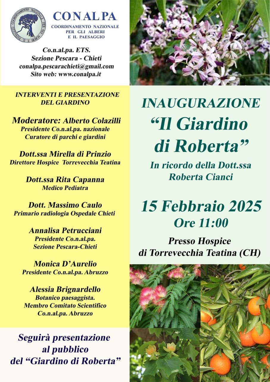 Nell’hospice di Torrevecchia Teatina nasce il giardino per pazienti e familiari dedicato a Roberta Cianci