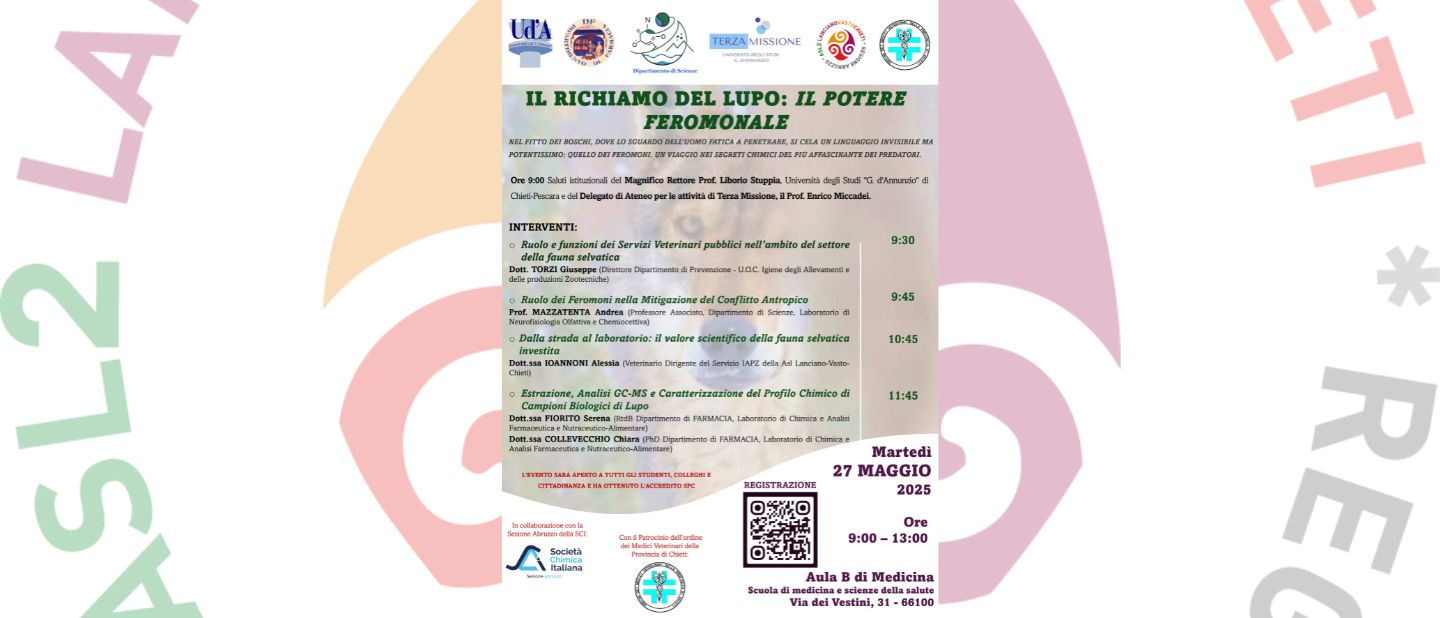 Il richiamo del lupo: un viaggio nei segnali invisibili della fauna selvatica. Evento aperto al pubblico (anche online) martedì 27 maggio 2025 all’Università “d’Annunzio” di Chieti