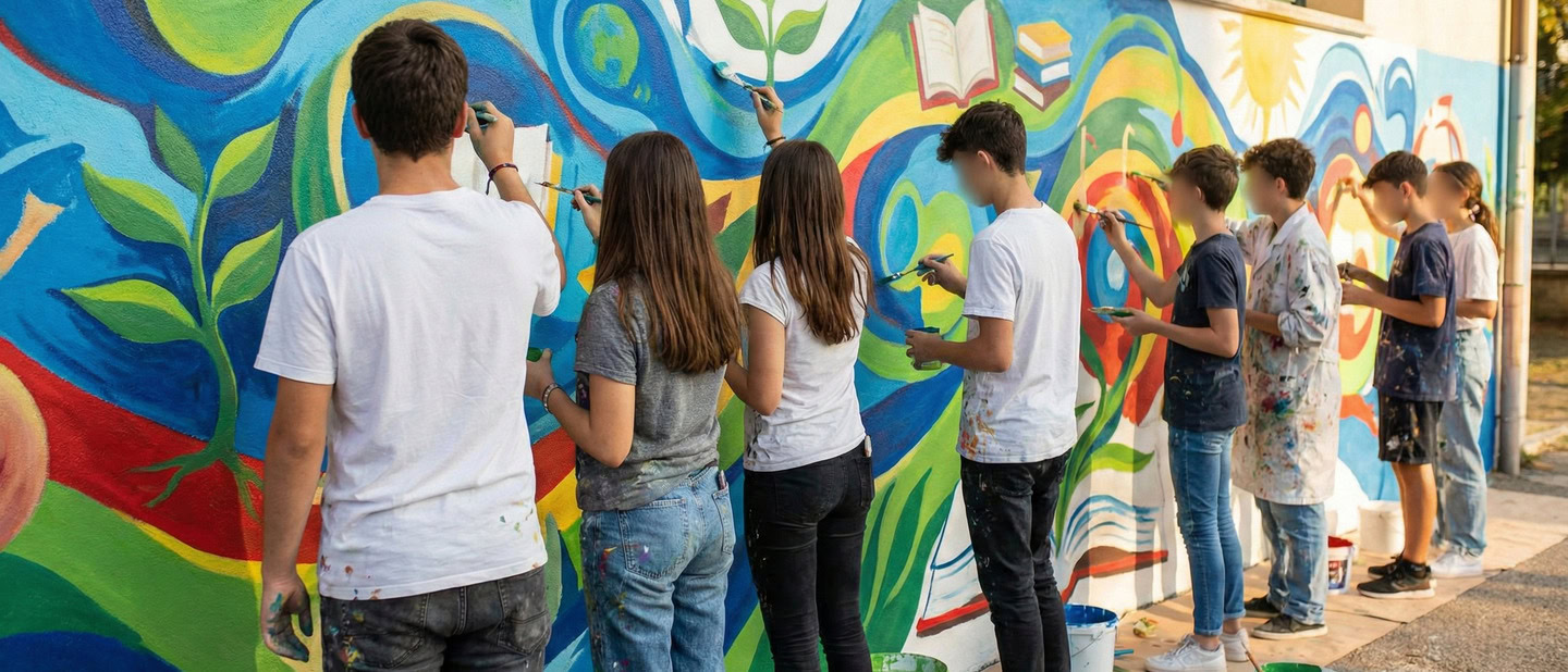 Dipendenze, a Tollo l’arte diventa prevenzione: un murale per allenare le “life skills” degli studenti