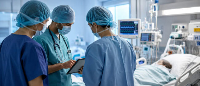 anestesia team medico in consulto in icu