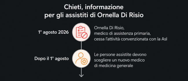 Chieti, informazione per gli assistiti del medico di assistenza primaria Ornella Di Risio